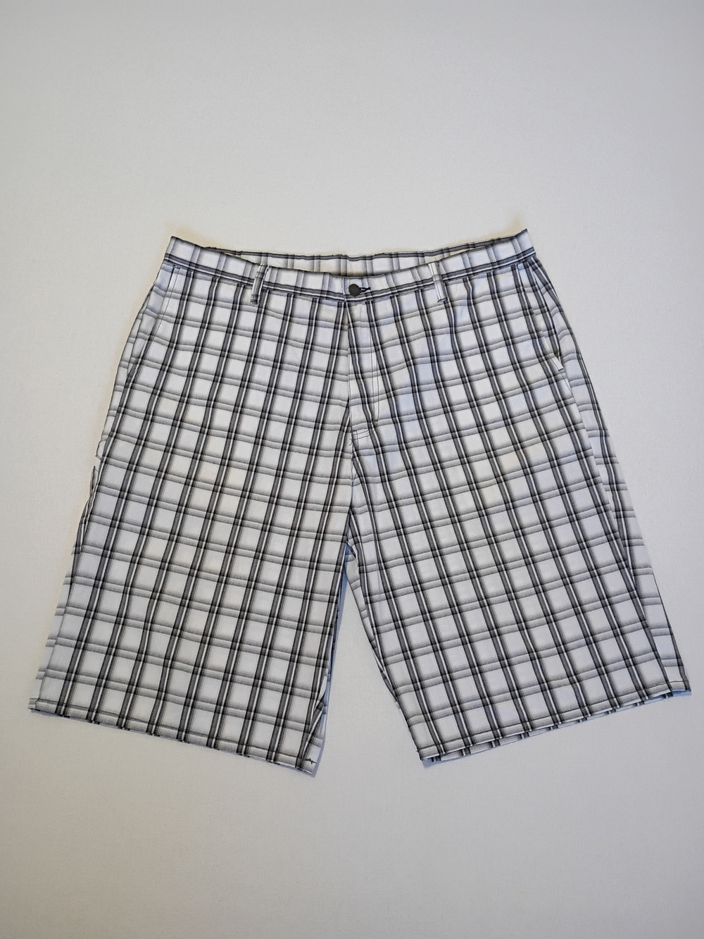 Dickies Mens Plaid Workwear Shorts White Grey Cargo Utility Cell Pocket Size 38